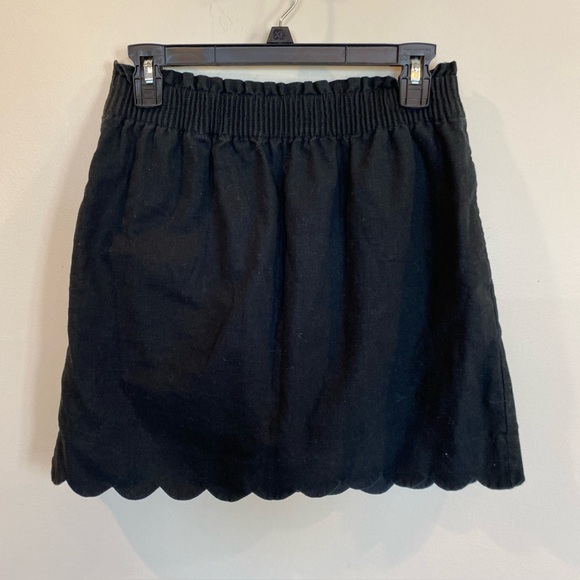 J. Crew Dresses & Skirts - J Crew Scalloped Hem Linen Blend Skirt Lined Black Size 6
